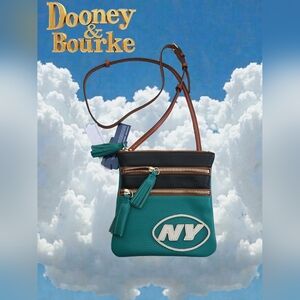 New Dooney & Bourke New York Jets Infield triple zip Crossbody purse bag
